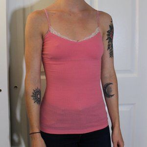 Pink Camisole with Lace Trim